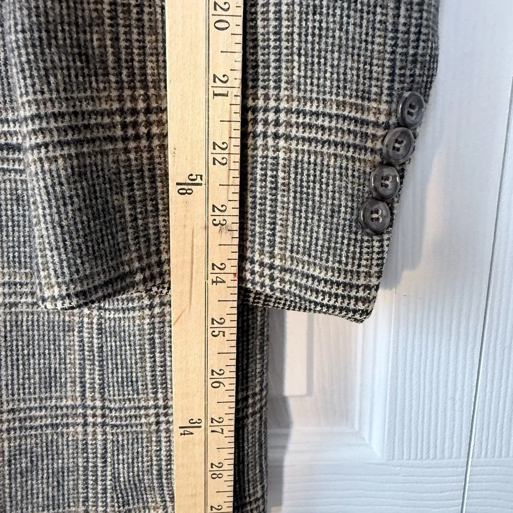 Jos A Bank Camel Hair Soft Tweed Blazer Men's 46L Gordon‎ Check Plaid Two Button